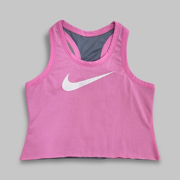 Nike Pink Mesh Cropped Double-Layer Tank Top - Women’s Size L - Picture 1 of 3